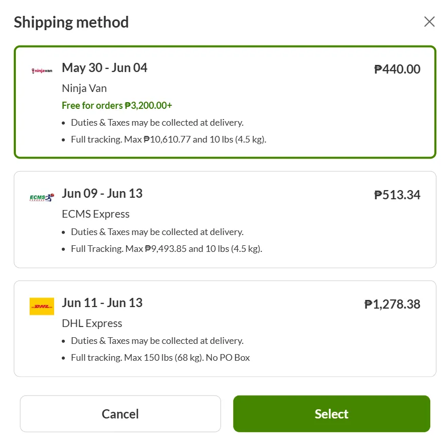 iherb Philippines shipping