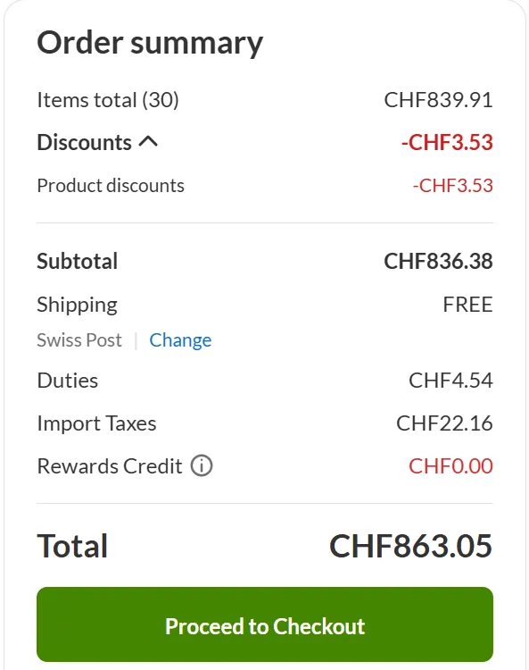 our order