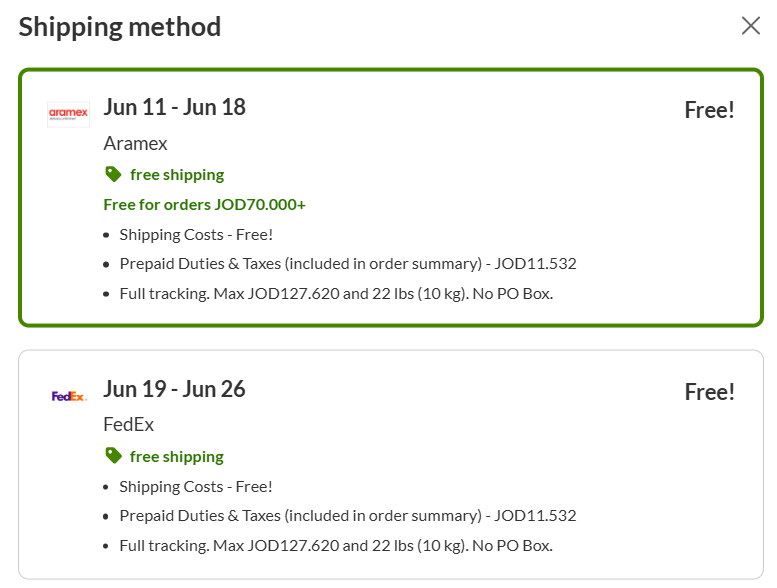 iherb shipping to jordan