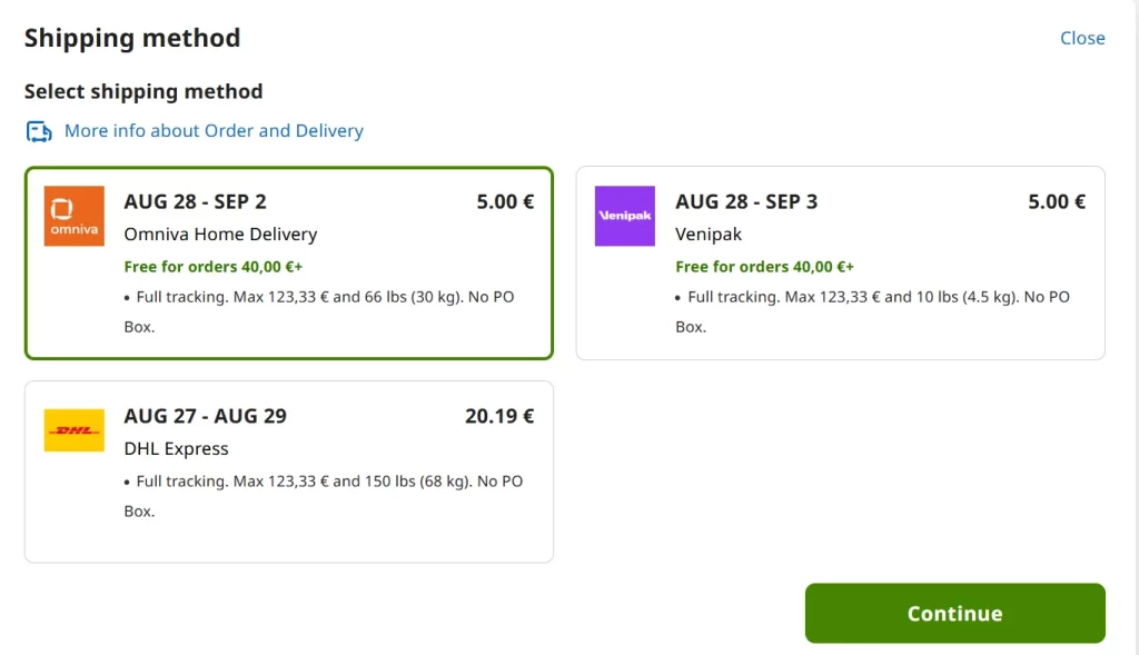 iherb Latvia shipping