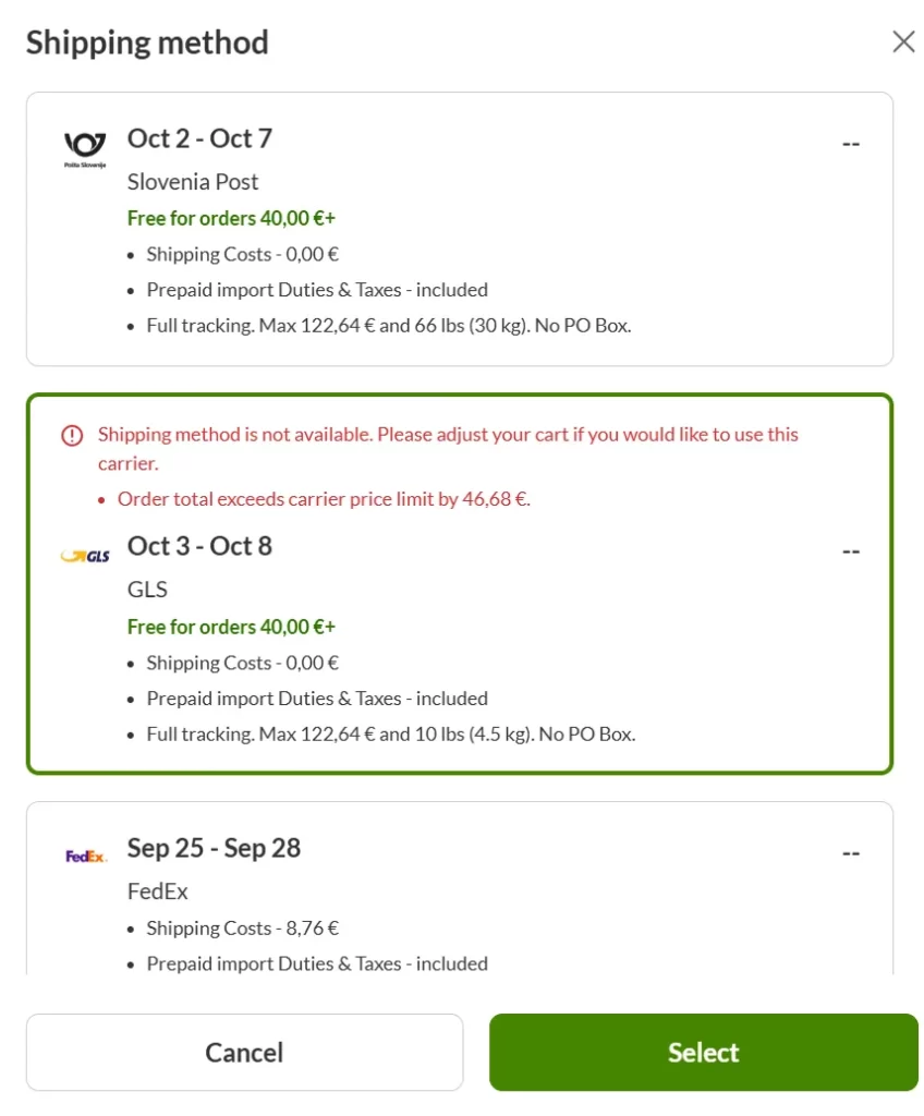 iherb Slovenia shipping